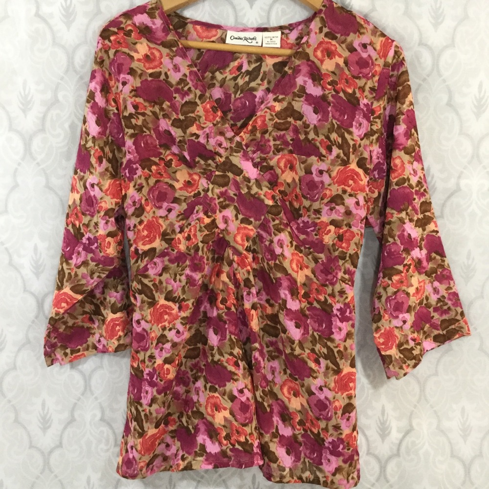 2/$18 NWOT Vintage Claudia Richard 3/4 Sleeve Top - Picture 2 of 6